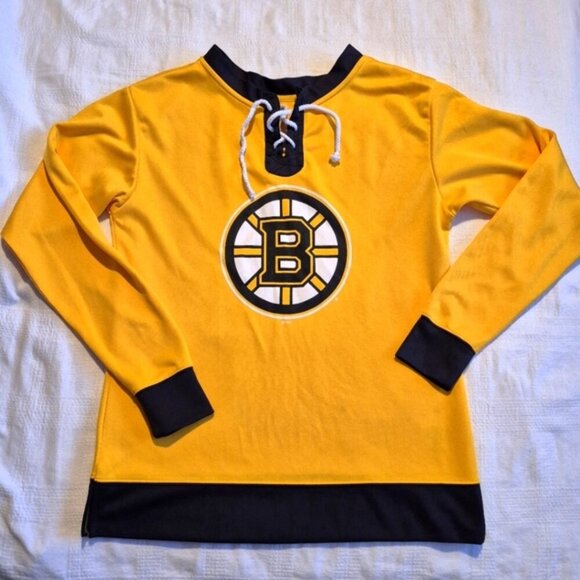 Boston Bruins women's juniors 7-9 medium gold long sleeved shirt 2 tiny flaws - Picture 1 of 8